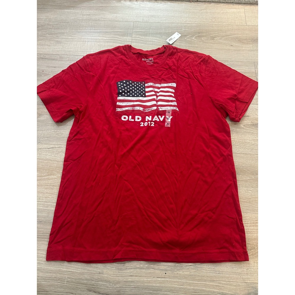 Old Navy T-Shirt Mens XL Red American Flag Graphic 2012 Short Sleeve Cotton New